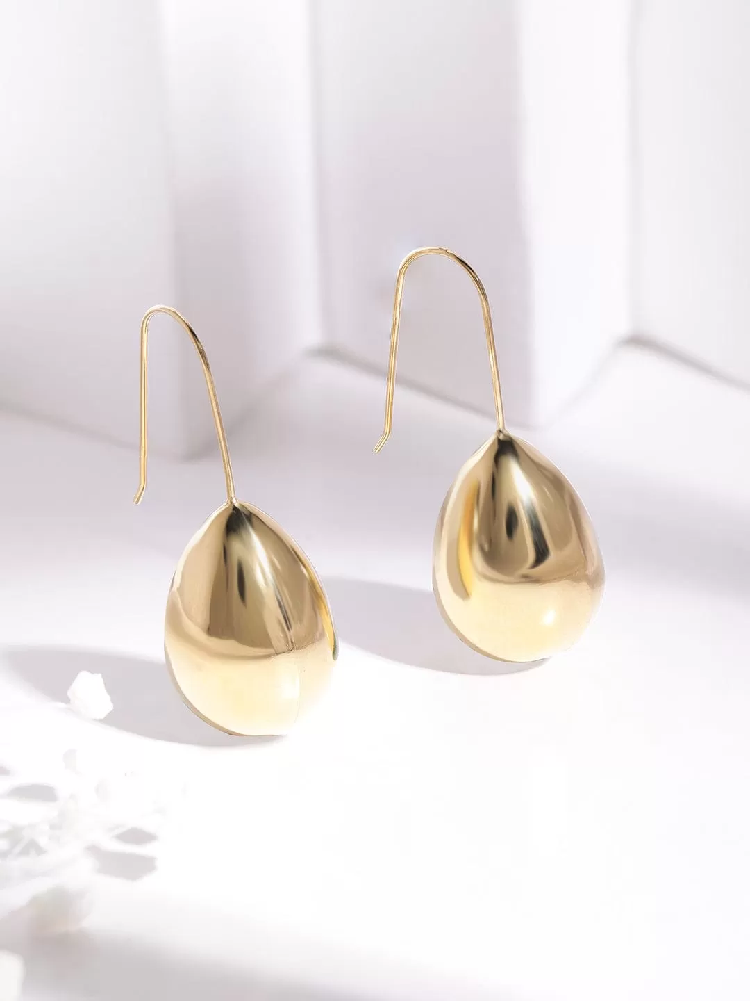 Rubans Voguish Stainless Steel 18 KT Gold Plated  Waterproop tarnish-free Pendulum Drop Wirehoop Earring