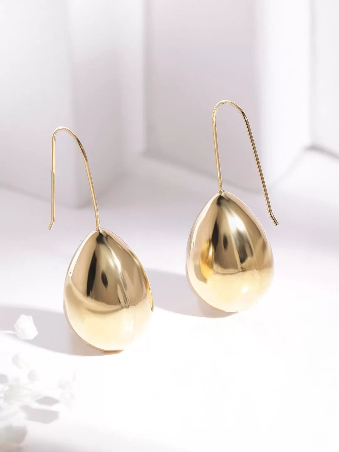 Rubans Voguish Stainless Steel 18 KT Gold Plated  Waterproop tarnish-free Pendulum Drop Wirehoop Earring