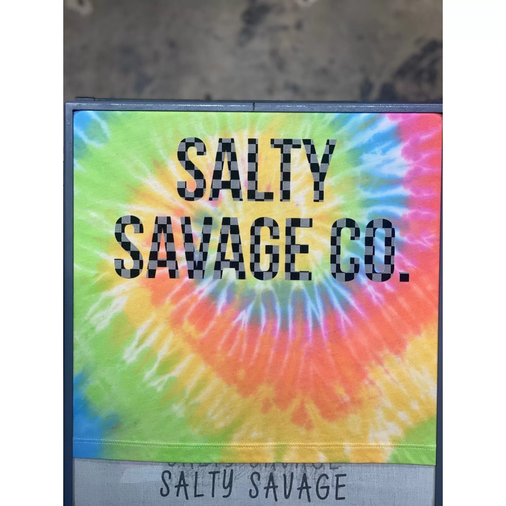 Salty Savage Ladies "Checkered Logo" Spiral Tie Dye Crop Tee