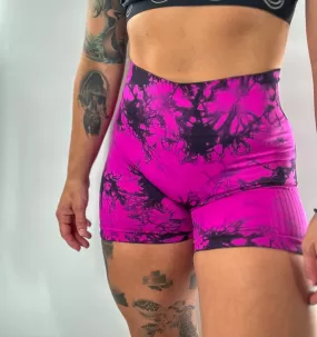 Salty Savage Ladies "OG Smile" Seamless Booty Scrunch Tie Dye Shorts