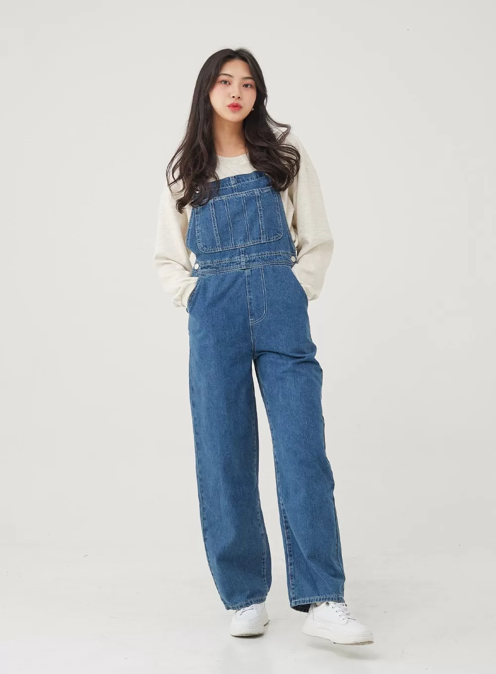 Side Button Denim Overall Pants BG24