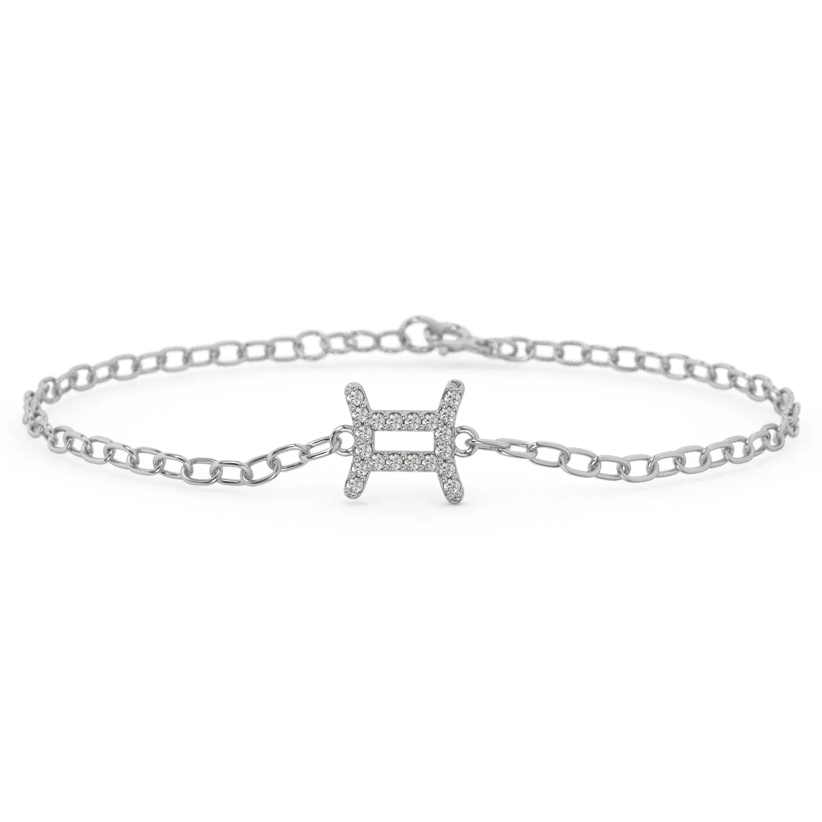 Silver Gemini Pave Zodiac Bracelet