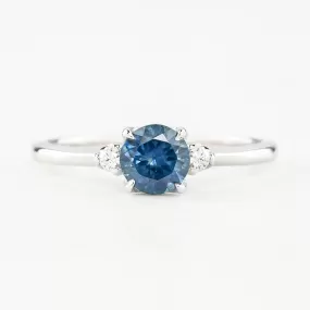 Sofia Ring 0.97ct Blue Montana Round Sapphire, 14k White Gold (One of a kind)