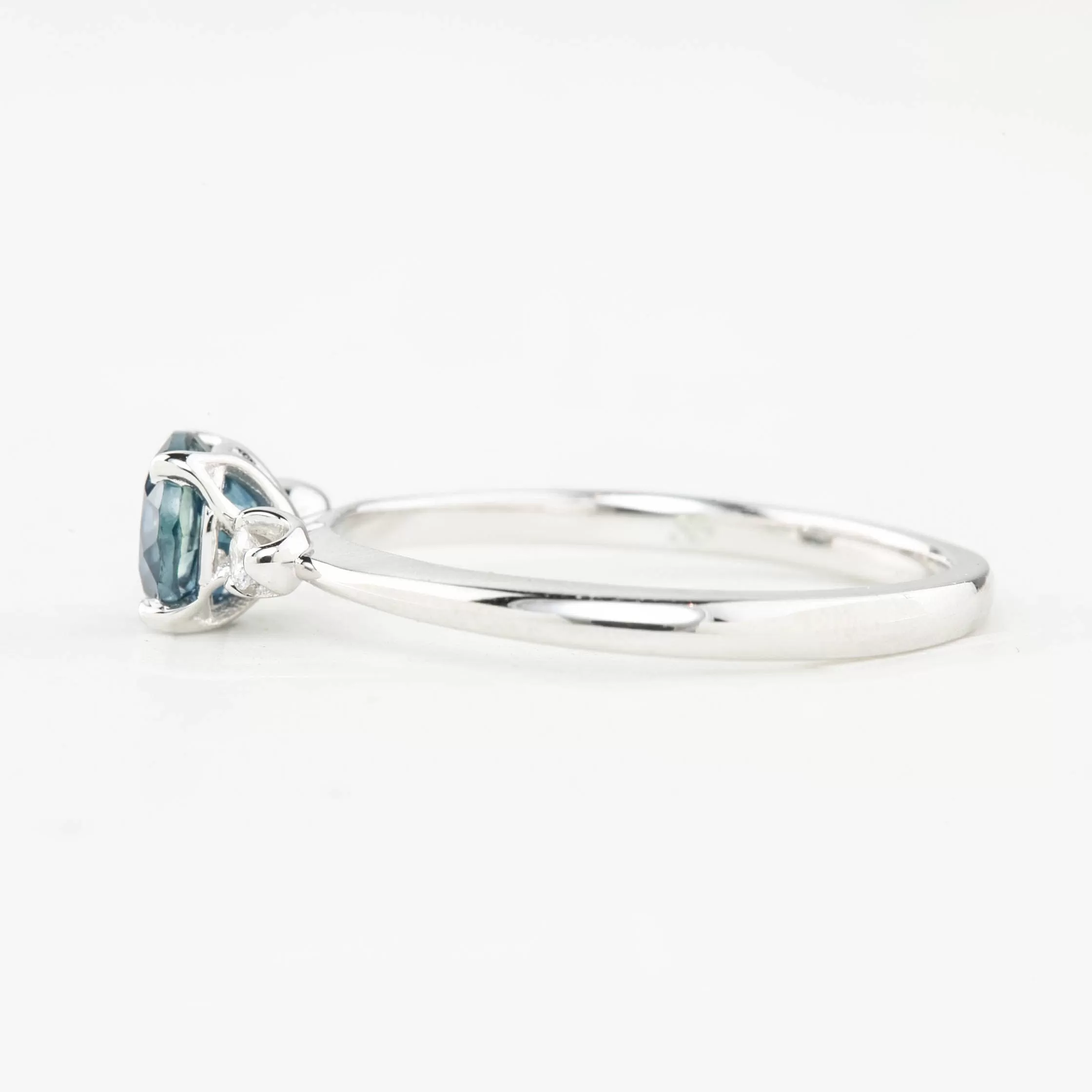 Sofia Ring 0.97ct Blue Montana Round Sapphire, 14k White Gold (One of a kind)