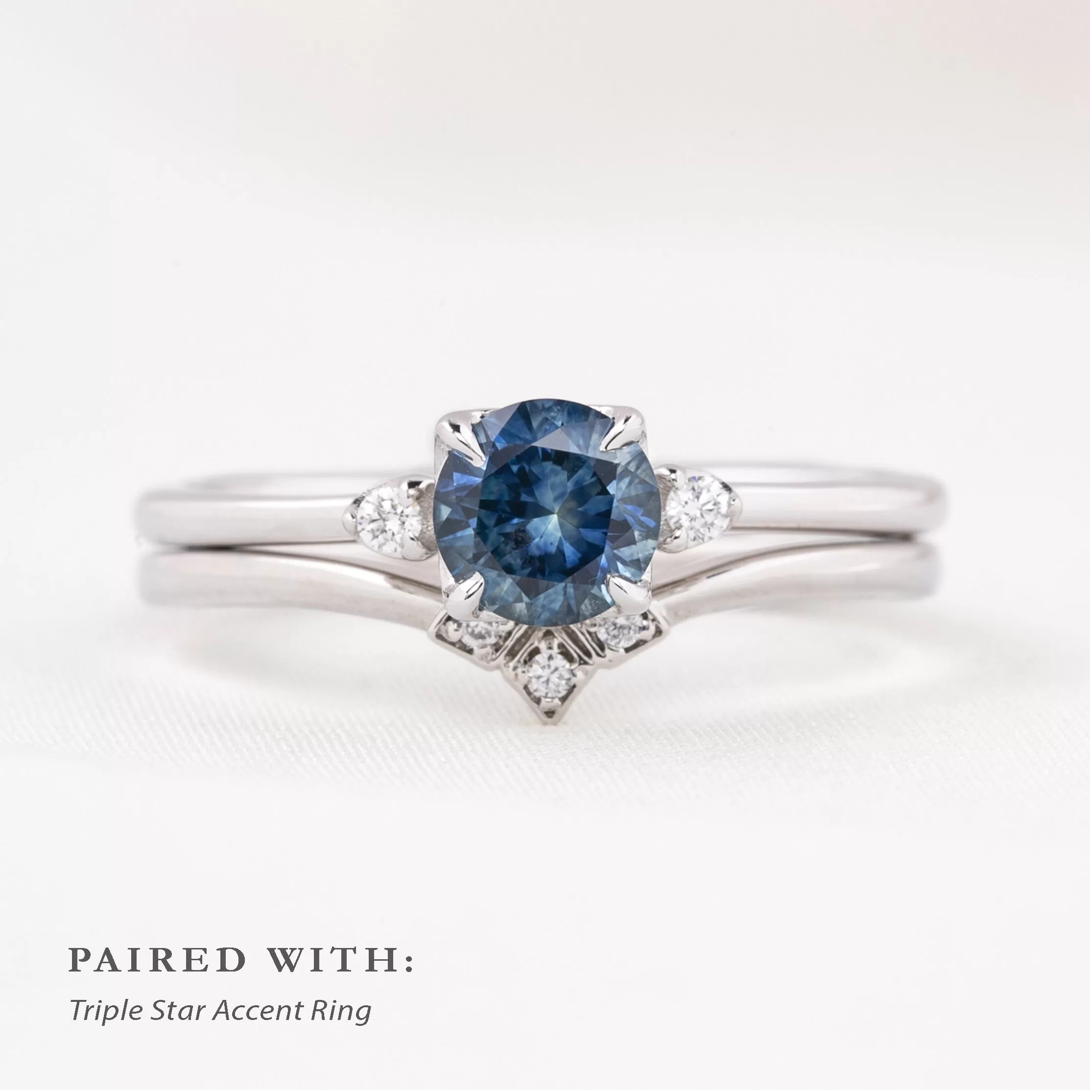 Sofia Ring 0.97ct Blue Montana Round Sapphire, 14k White Gold (One of a kind)