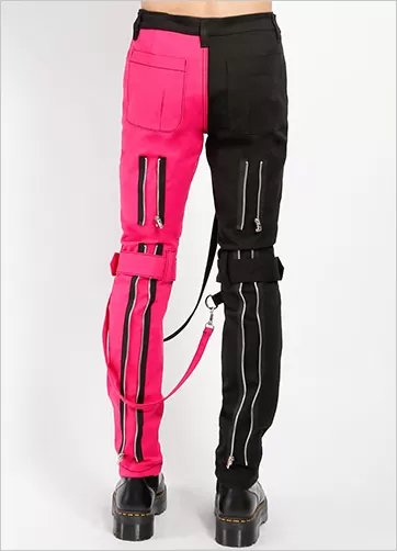 SPLIT LEG BONDAGE PANT - BLK PNK