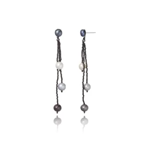 Sterling Silver Statement Earrings With Mixed Pearls