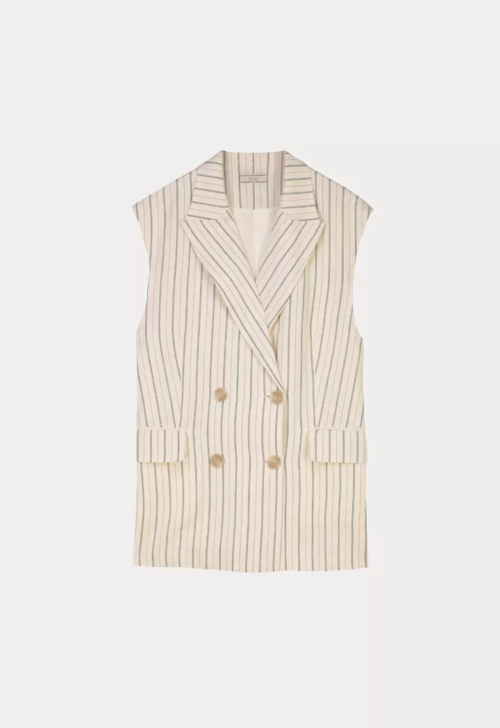 Striped Double Breast Vest Jacket