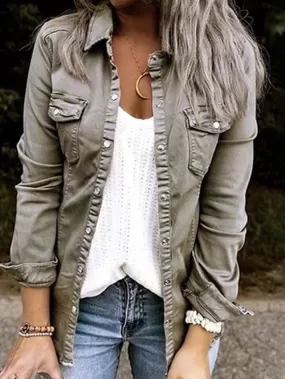 Stylish Women's Waterproof Denim Jacket with Single Breasted Design