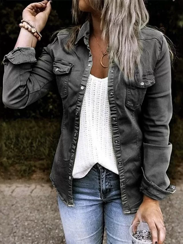 Stylish Women's Waterproof Denim Jacket with Single Breasted Design