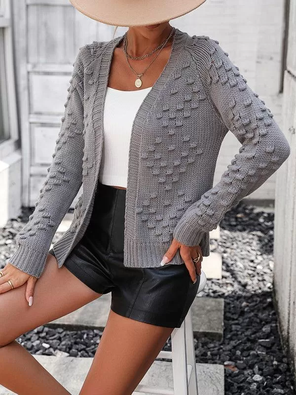 Three-Dimensional Pattern Cardigan Sweater