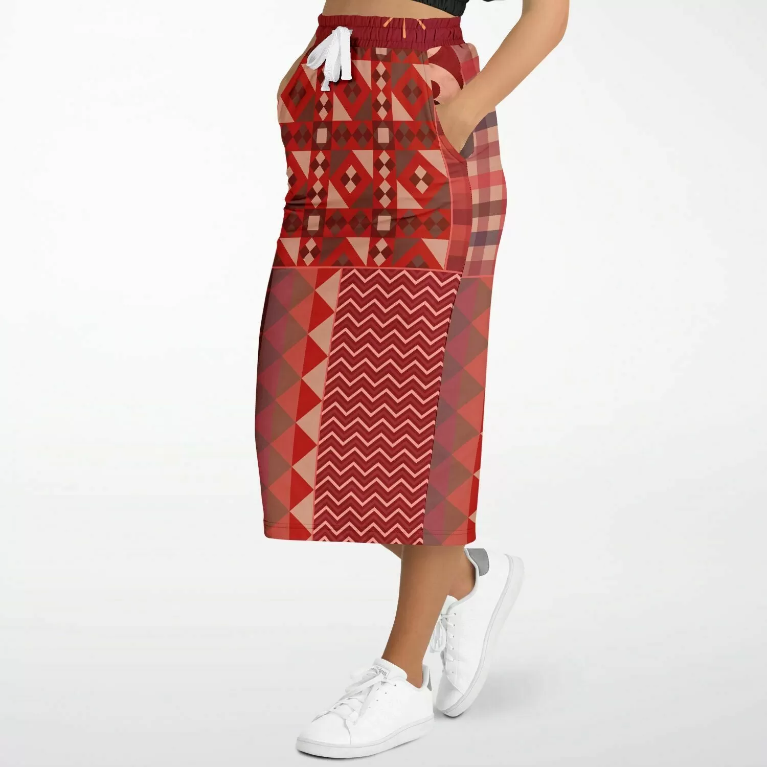 Toscana Red Eco-Poly Long Pocket Skirt