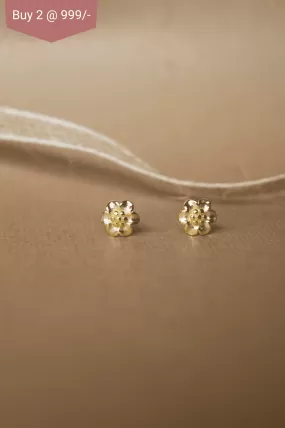 Treasured Flower Gold Plated Mini Sterling Silver Stud Earrings