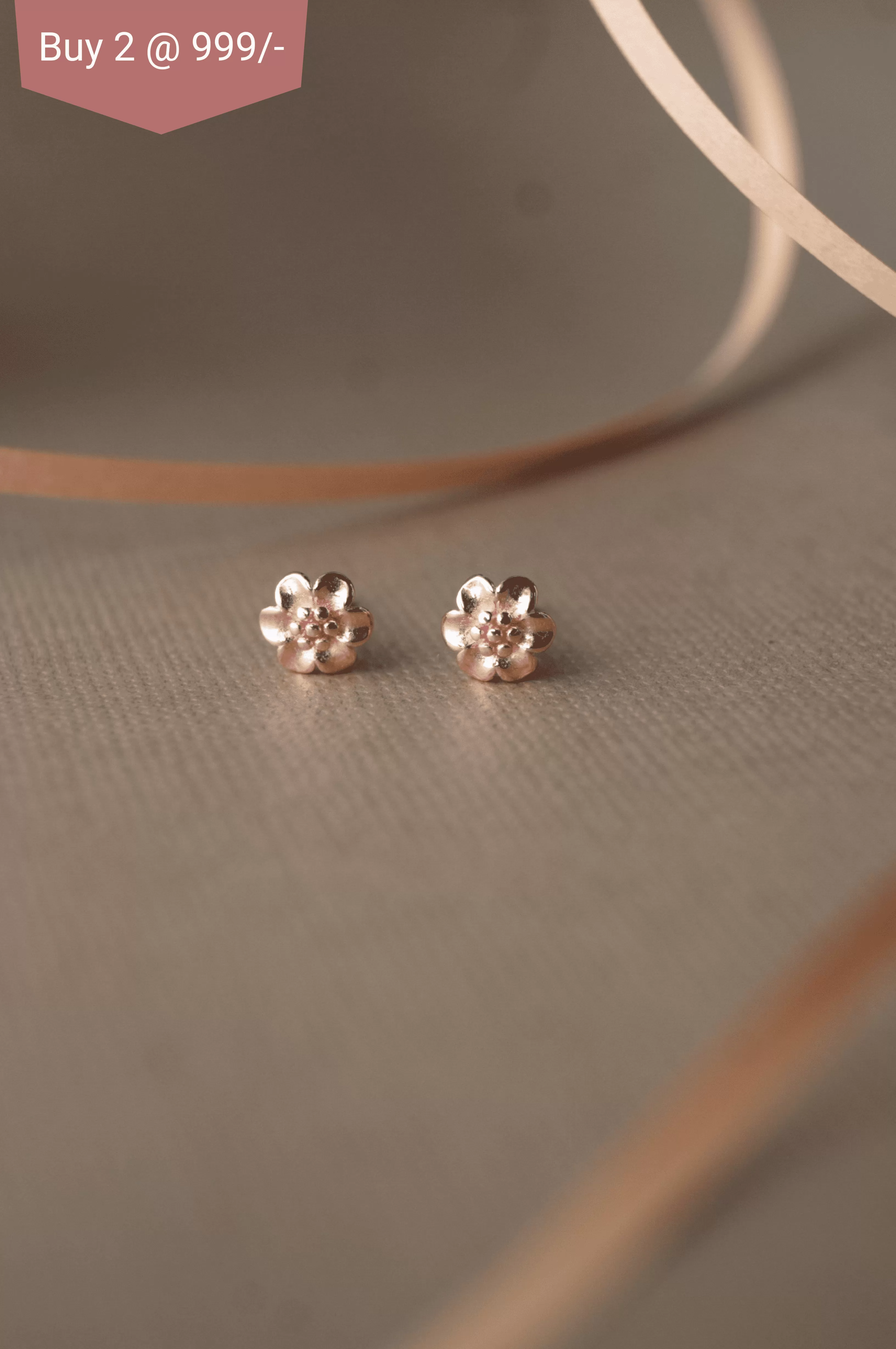 Treasured Flower Gold Plated Mini Sterling Silver Stud Earrings