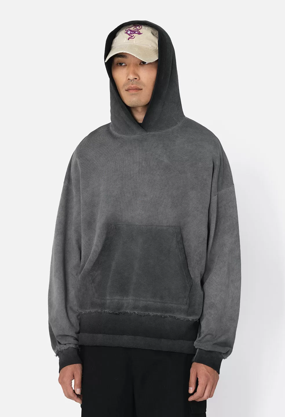 Tuck Terry Hoodie / Oil Wash Black