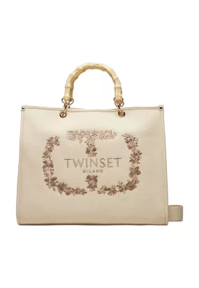 TWINSET Borsa Tote Donna Flower Parchment Beige 241TB8120