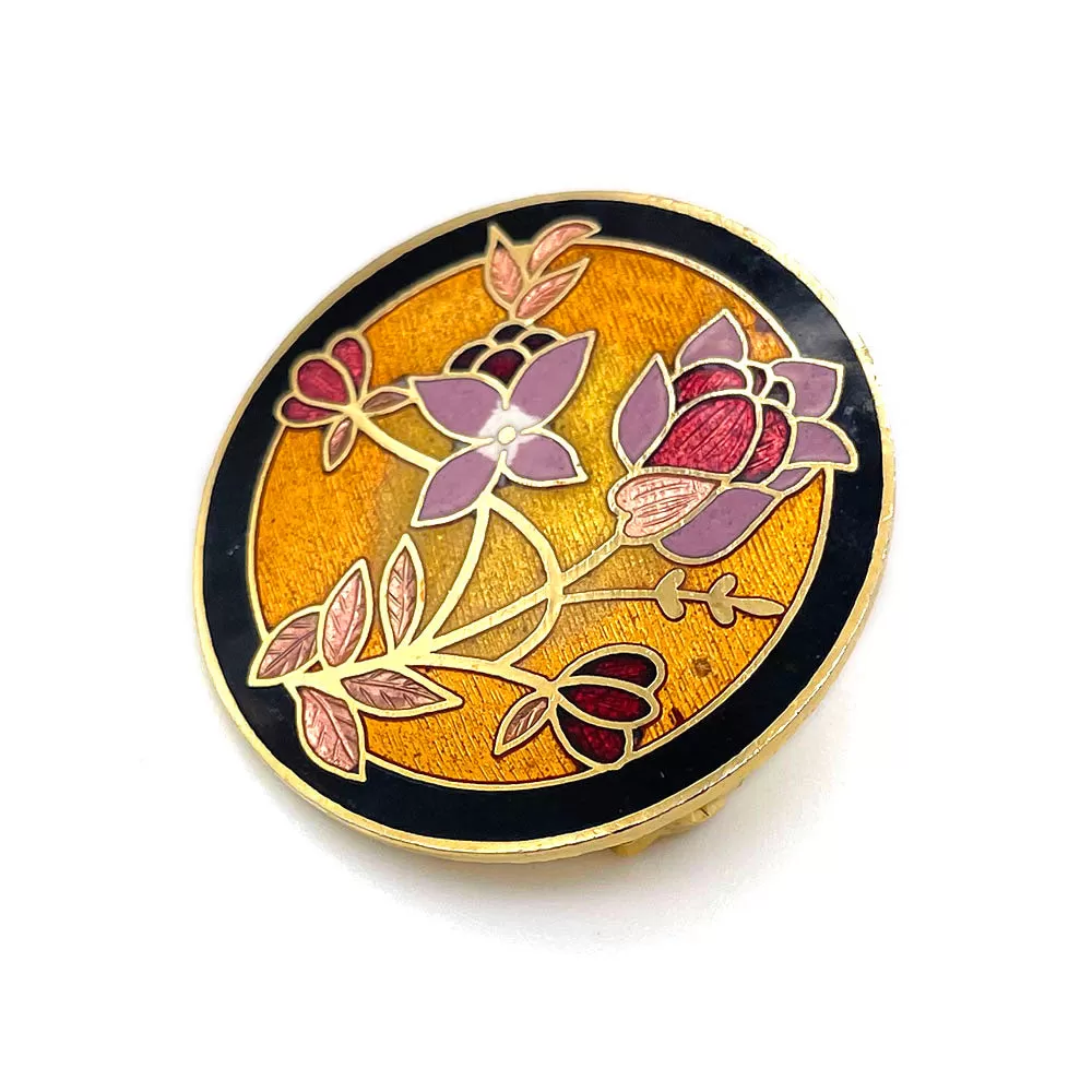 【USA輸入】ヴィンテージ クロワゾネ フラワー ブローチ/Vintage Cloisonne Flower Brooch