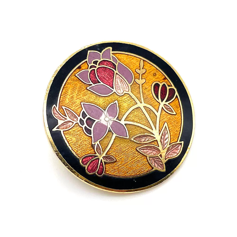 【USA輸入】ヴィンテージ クロワゾネ フラワー ブローチ/Vintage Cloisonne Flower Brooch