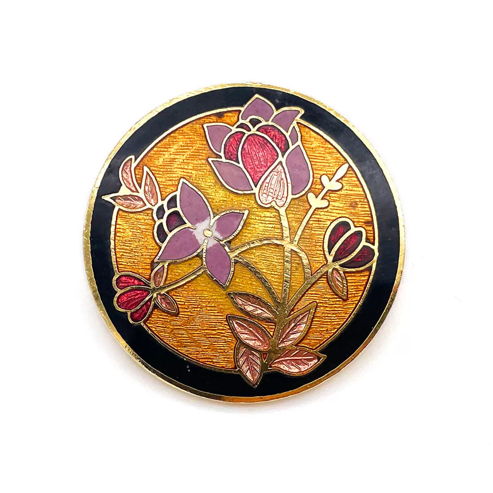 【USA輸入】ヴィンテージ クロワゾネ フラワー ブローチ/Vintage Cloisonne Flower Brooch