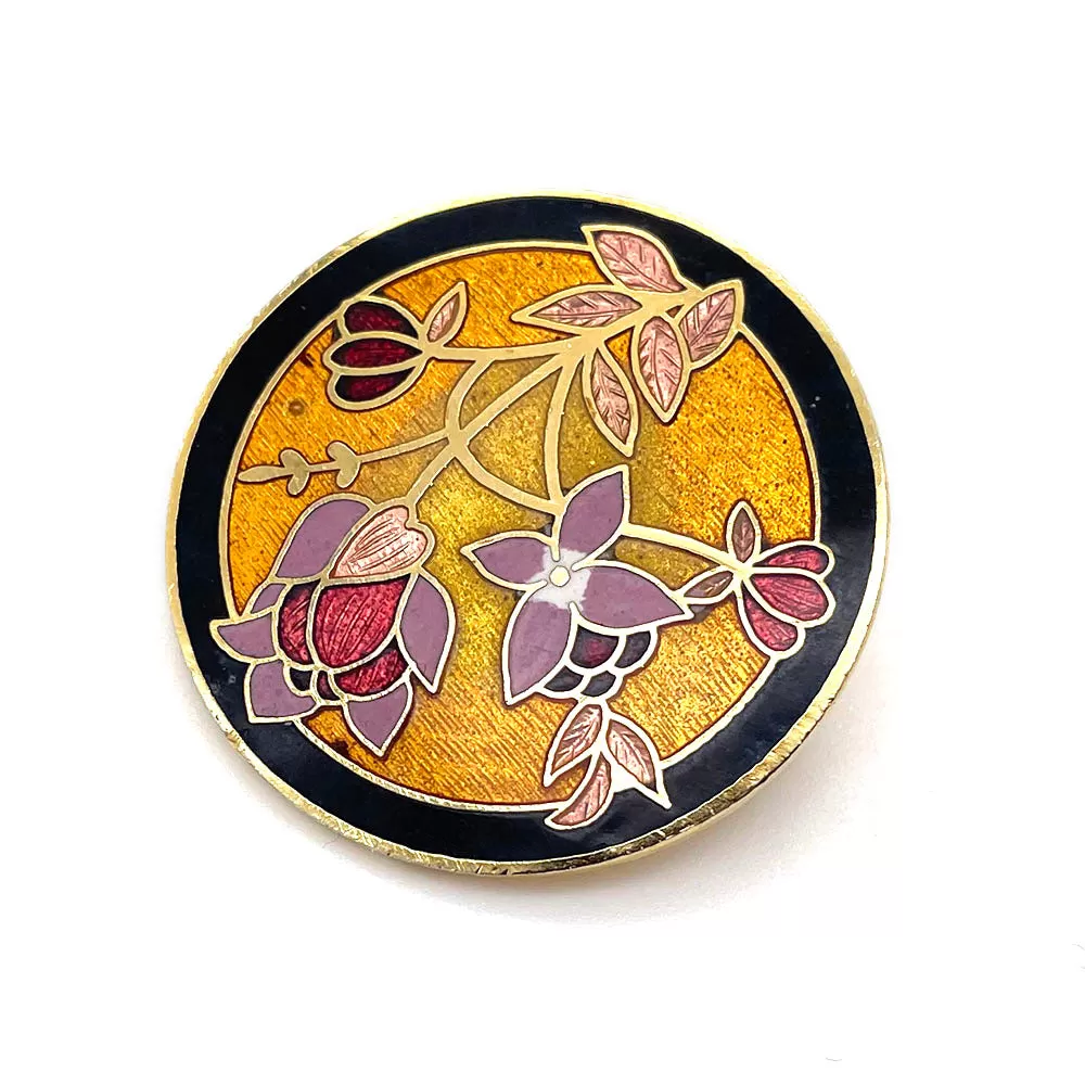 【USA輸入】ヴィンテージ クロワゾネ フラワー ブローチ/Vintage Cloisonne Flower Brooch