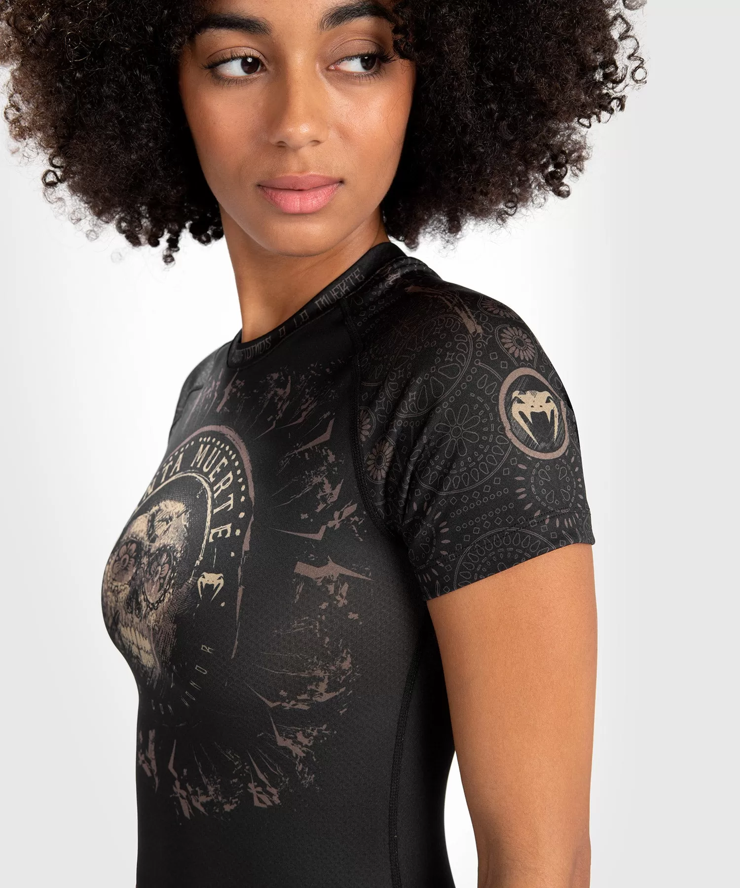 Venum Women Santa Muerte Dark Side - Rashguard Short Sleeves - Black/Brown