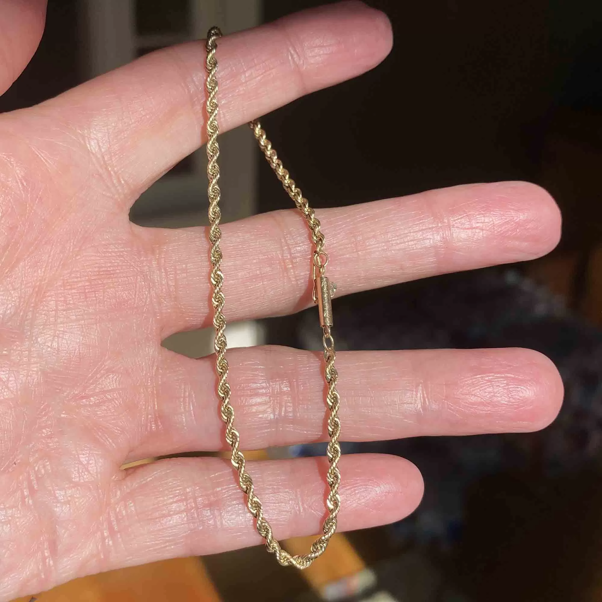 Vintage 14K Gold French Rope Twist Chain Bracelet