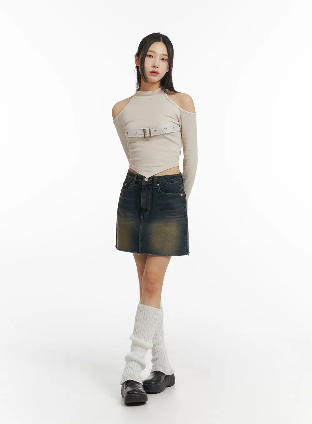 Washed Denim Mini Skirt CJ416