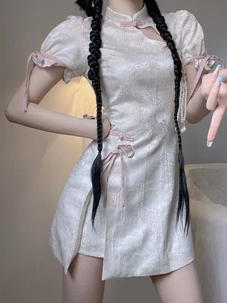 White Cheongsam Dress