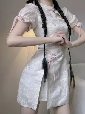 White Cheongsam Dress