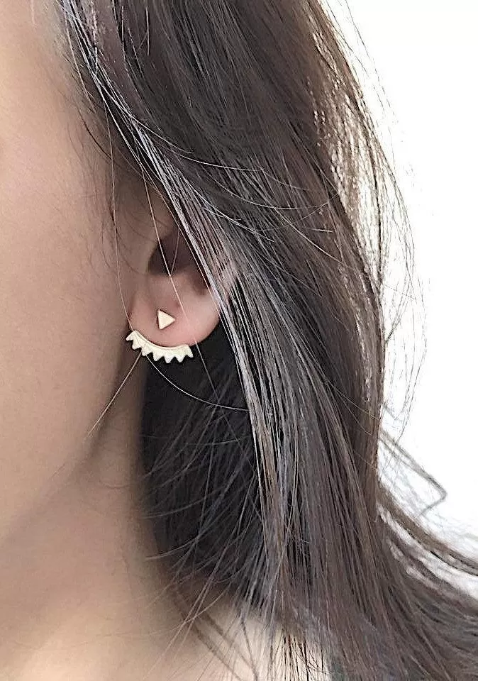 Wholesale Matte Gold Triangle Ear Jacket, Spike Ear Jacket, Geometric Earrings, Ear Jacket, Earring Cuff, Triangle Studs, Minimal Earrings, Sunshine