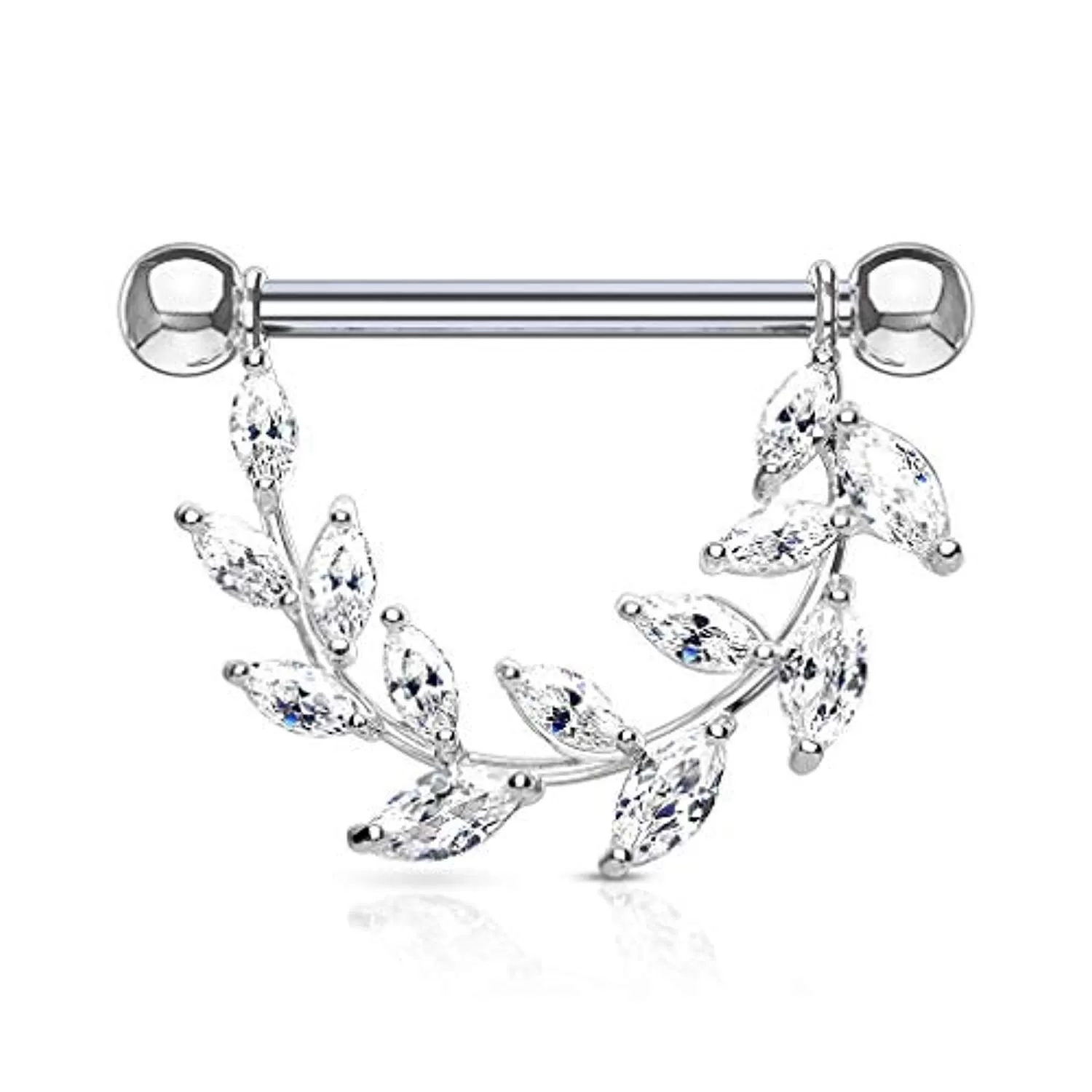 WildKlass Marquise CZ Vine 316L Surgical Steel Barbell Nipple Rings