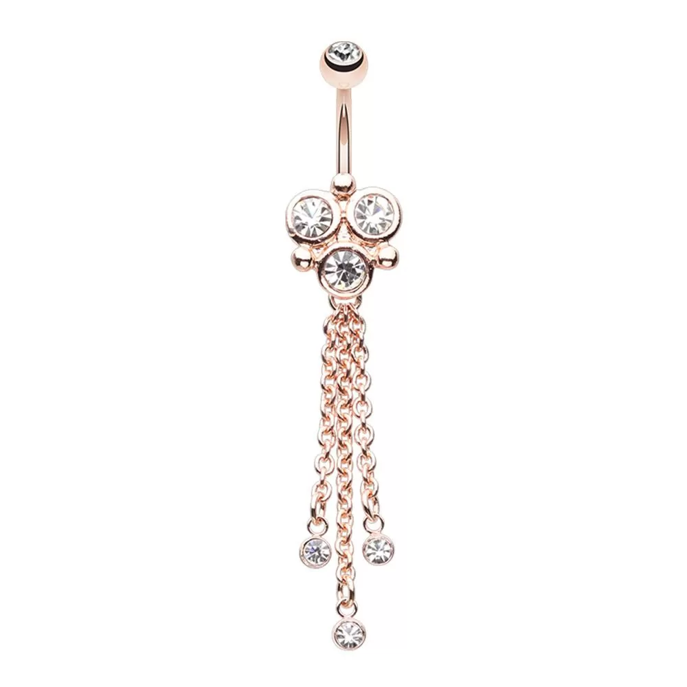 WILDKLASS Rose Gold Crop Circles Chandelier Dangling Belly Button Ring