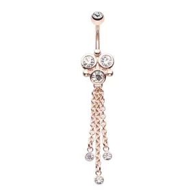 WILDKLASS Rose Gold Crop Circles Chandelier Dangling Belly Button Ring