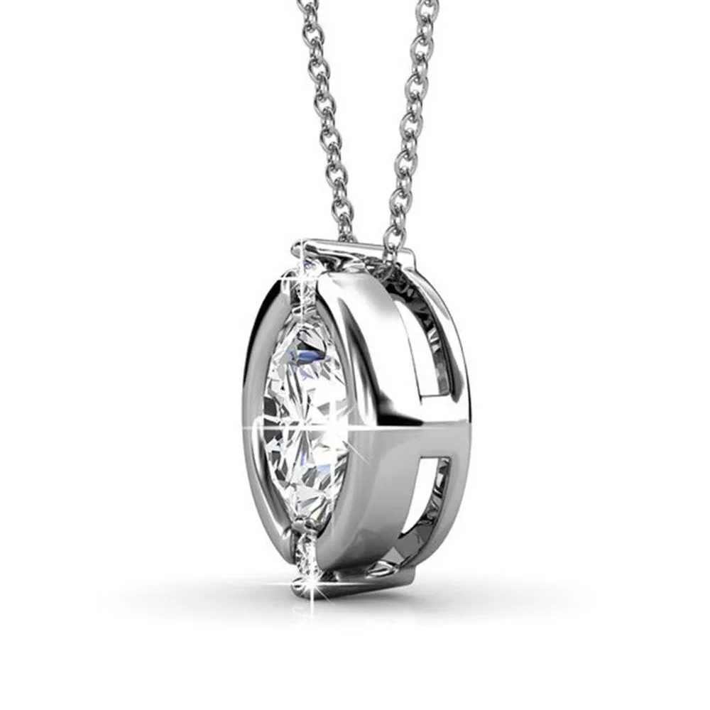 Zara 18k White Gold Plated Pendant Necklace with Round Cut Crystals