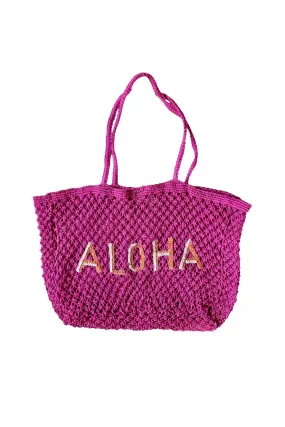 ZODA ALOHA JUTE TOTE BAG PINK